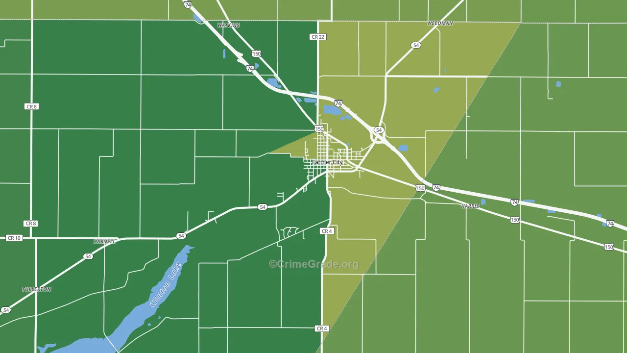 Farmer City, IL Map of Murder Rates