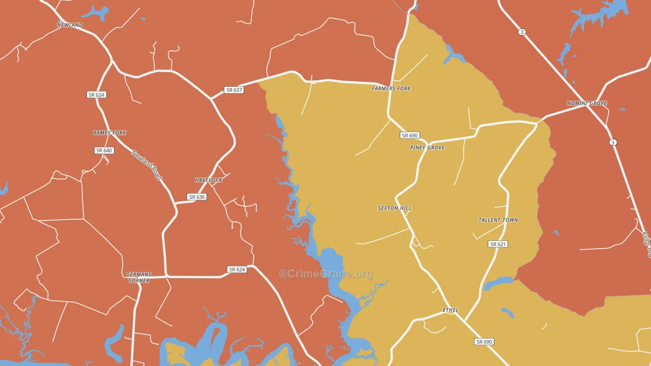 Farmers Fork, VA Map of Murder Rates