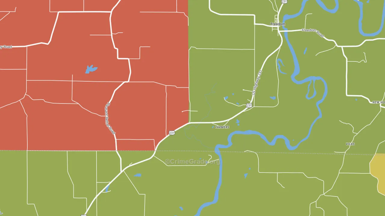 Farmers, IN Map of Murder Rates