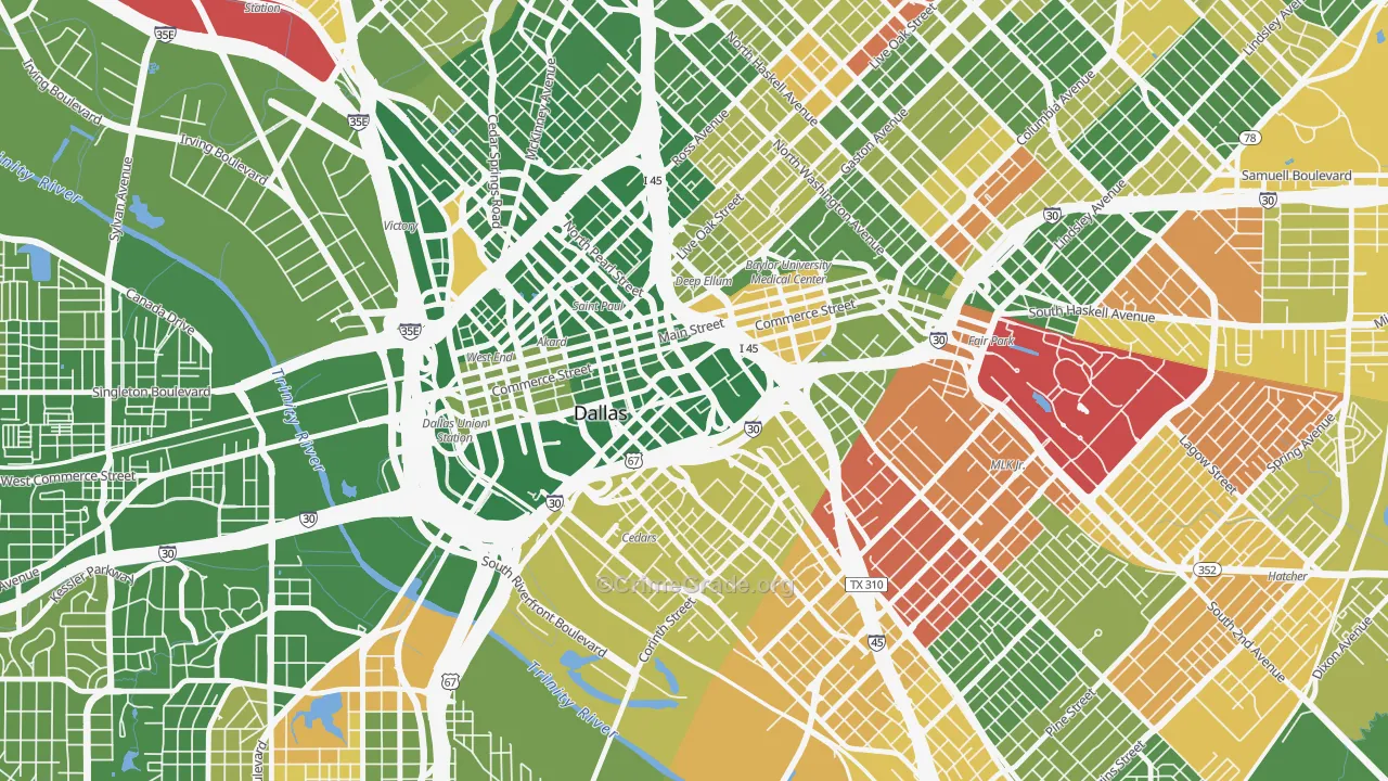 Farmers Market District, Dallas, TX Map of Murder Rates