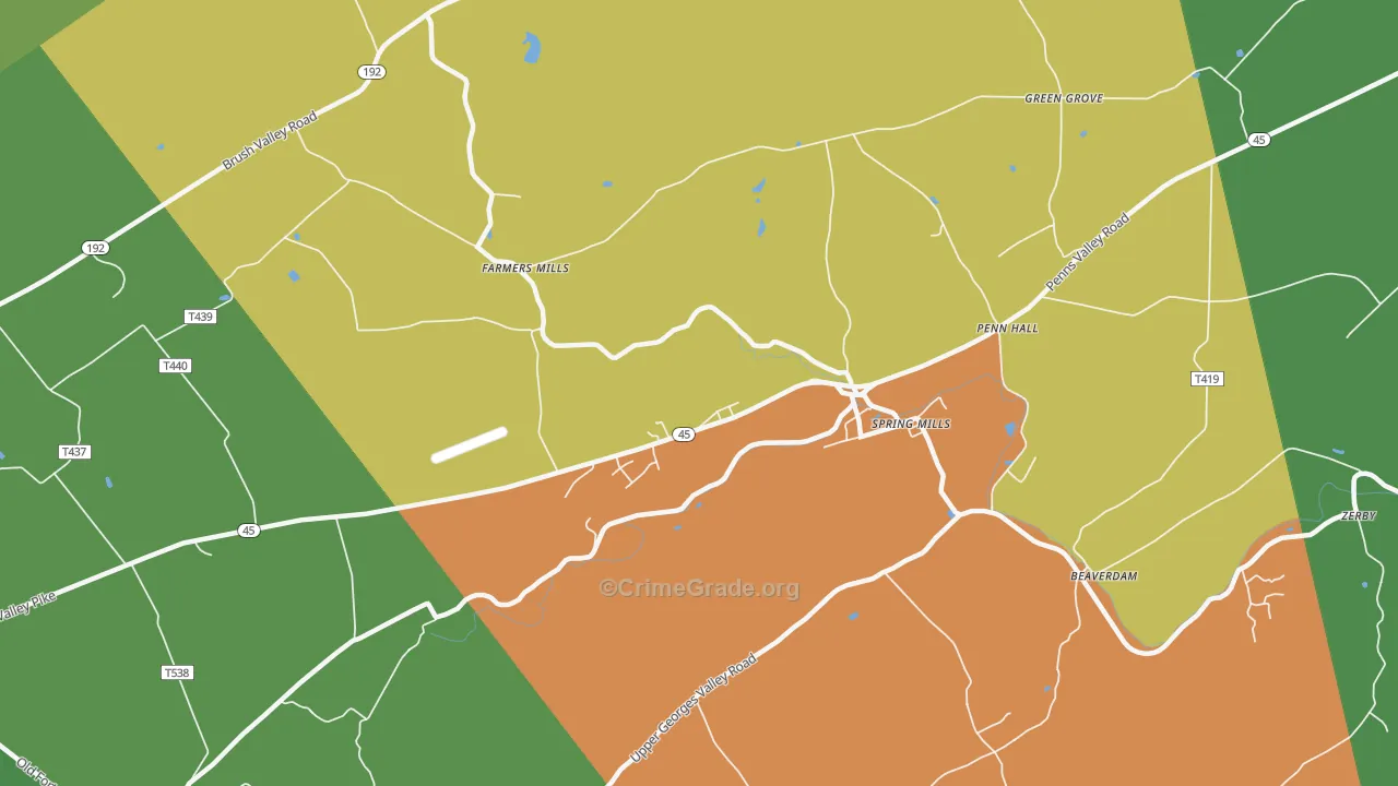 Farmers Mills, PA Map of Murder Rates
