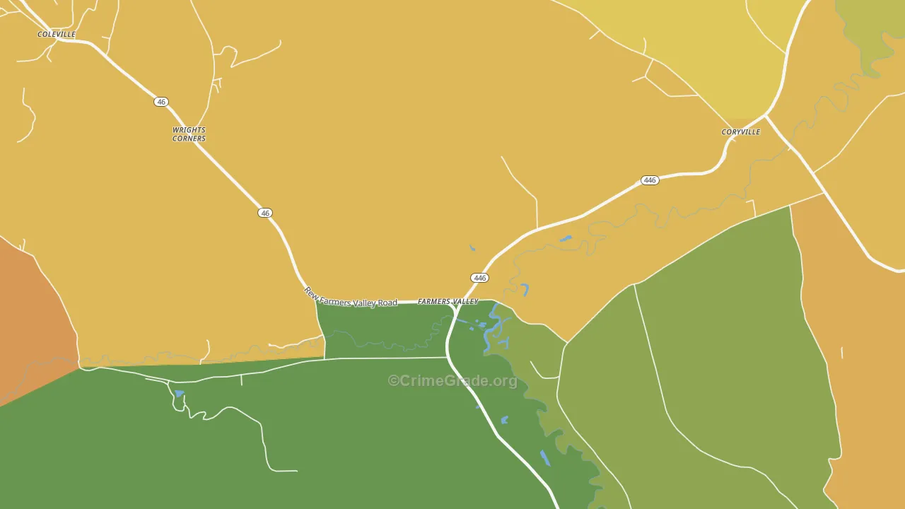 Farmers Valley, PA Map of Murder Rates