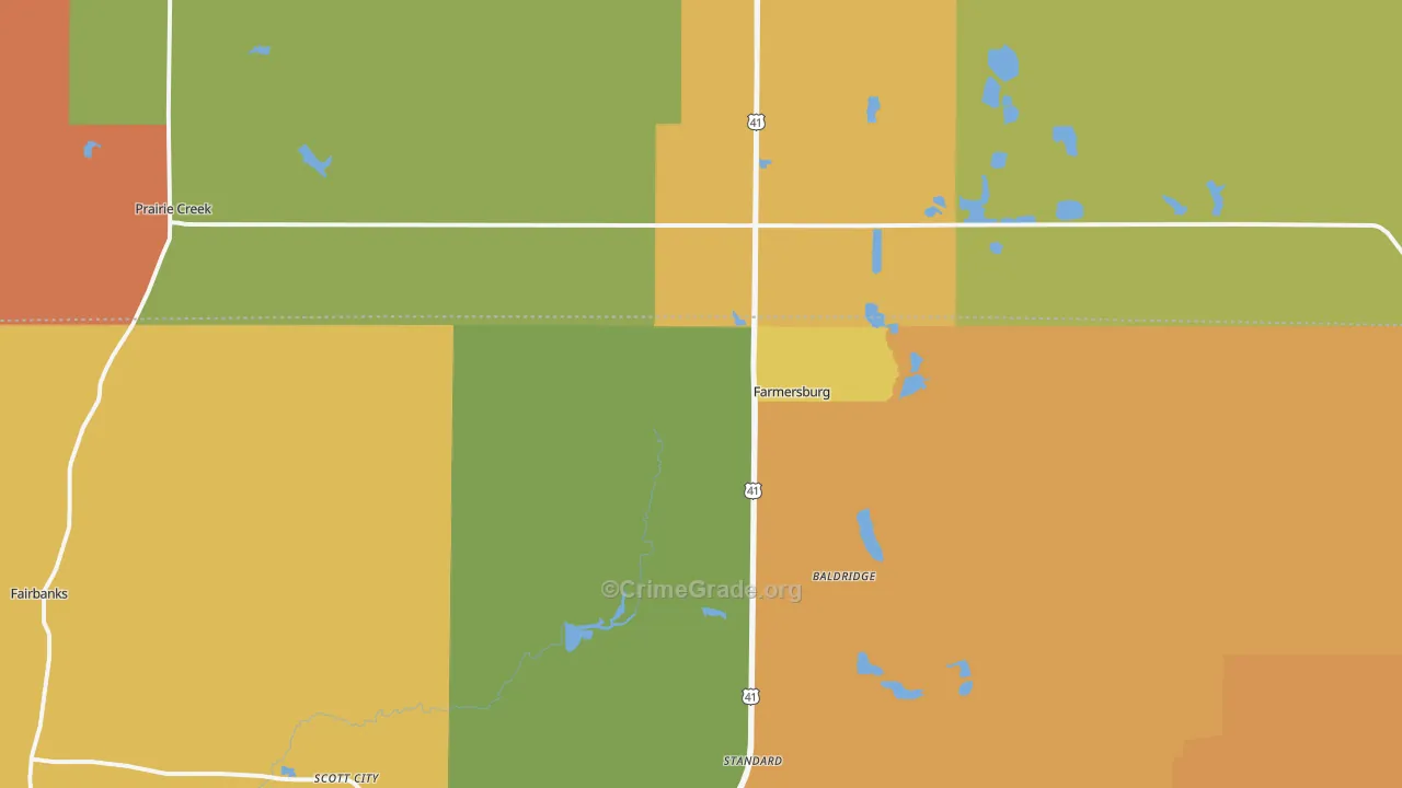 Farmersburg, IN Map of Murder Rates