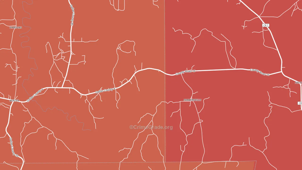Farmersville, AL Map of Murder Rates