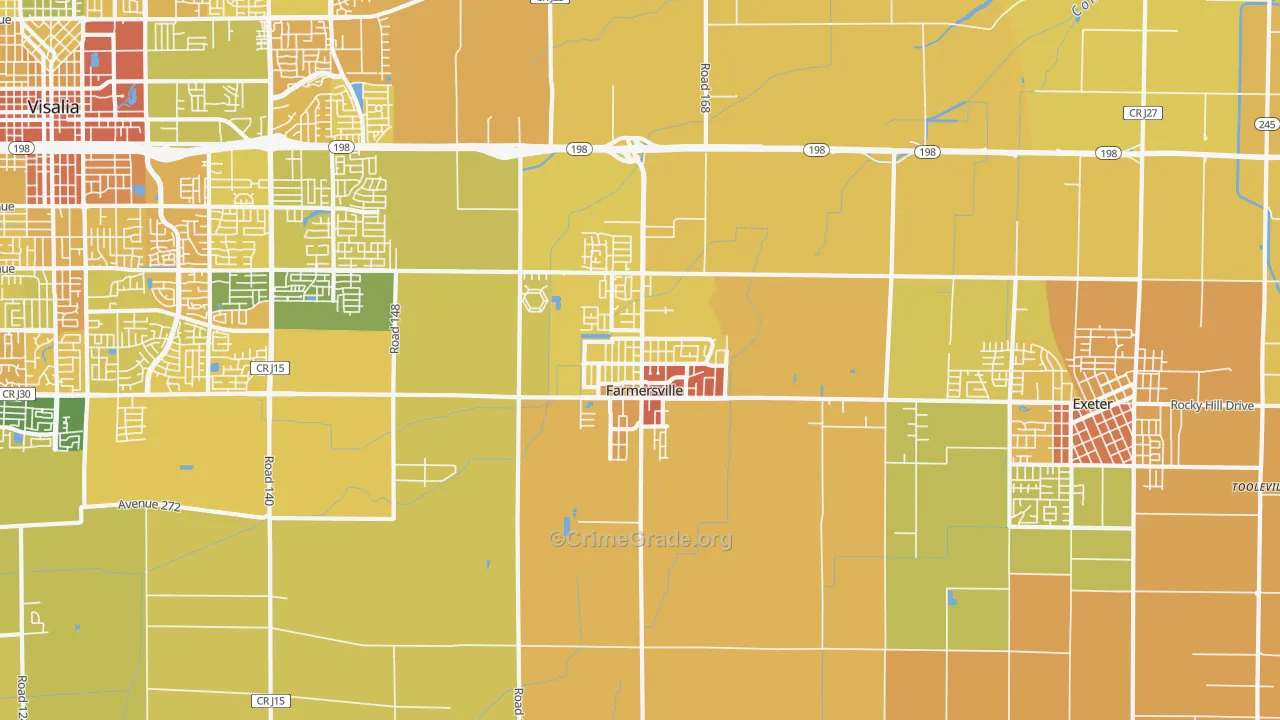Farmersville, CA Map of Murder Rates