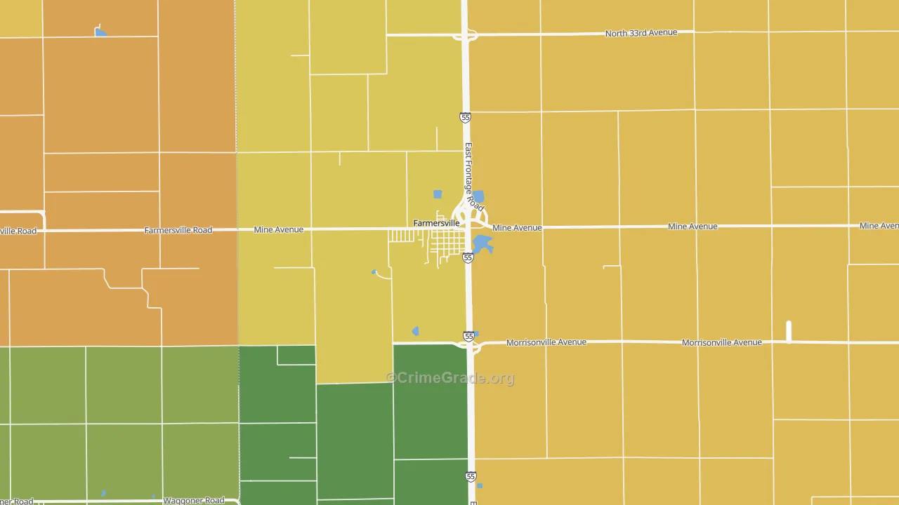 Farmersville, IL Map of Murder Rates