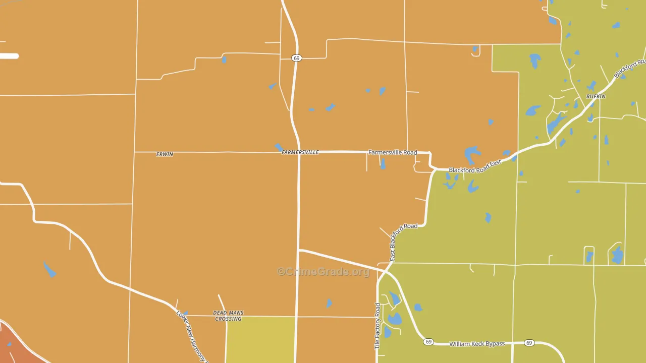 Farmersville, IN Map of Murder Rates