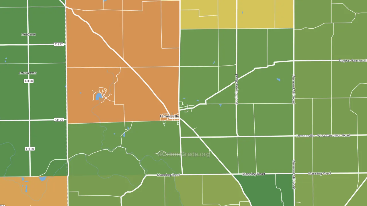 Farmersville, OH Map of Murder Rates