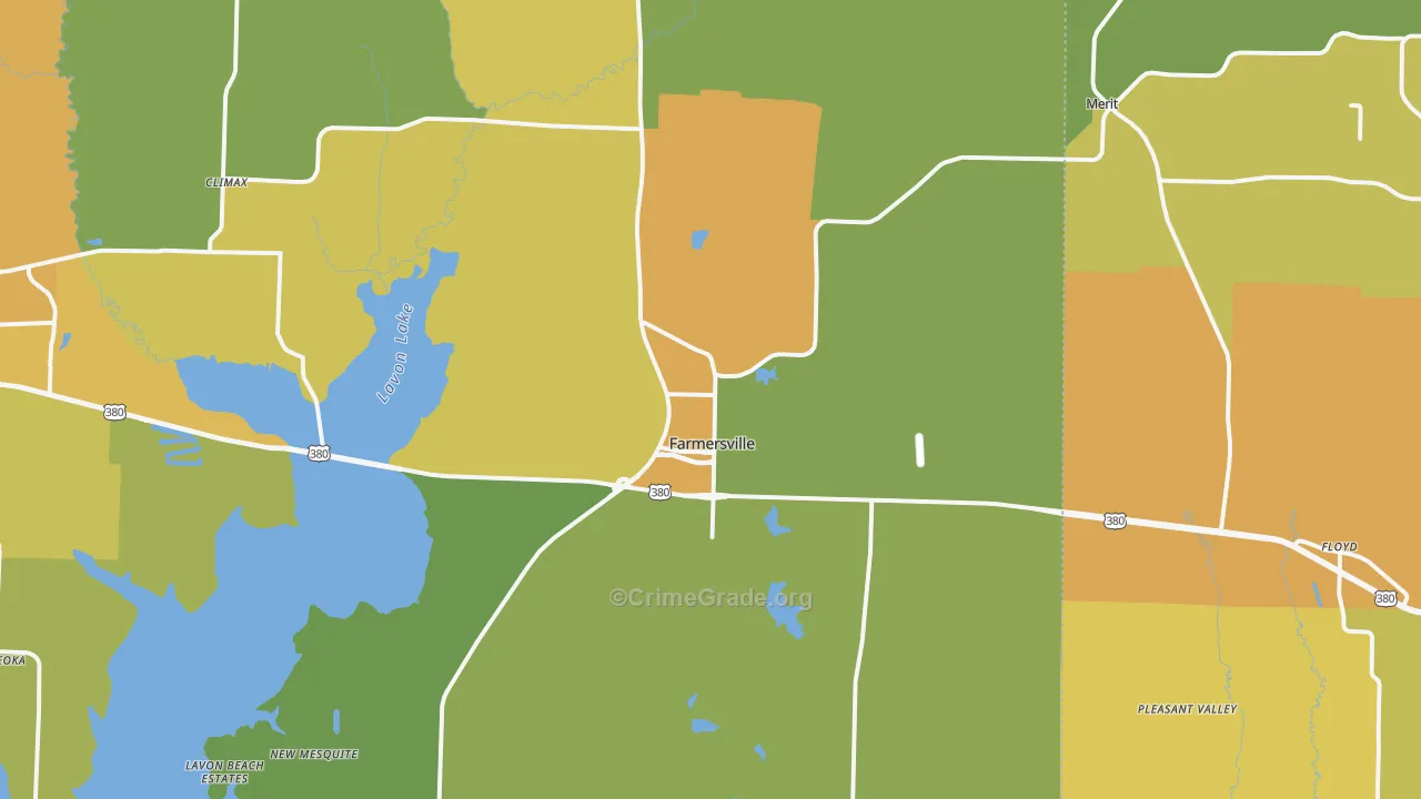 Farmersville, TX Map of Murder Rates