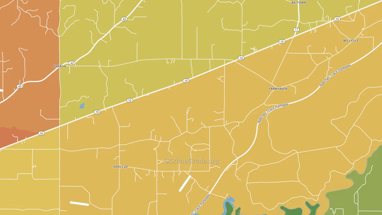 Farmhaven, MS Map of Murder Rates