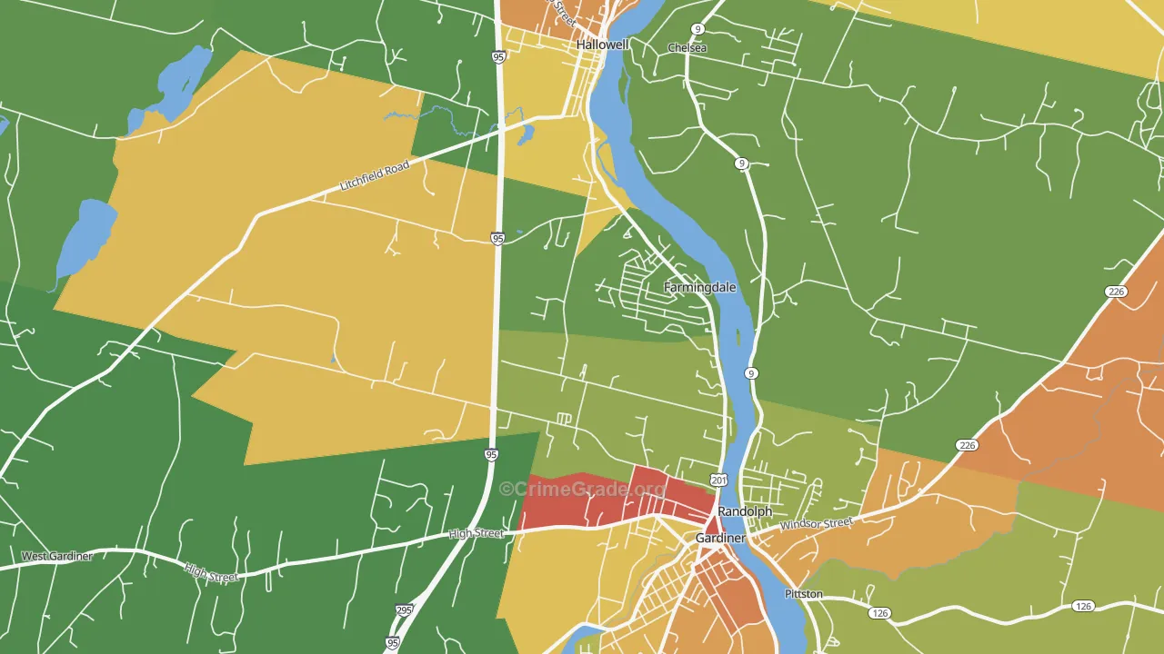 Farmingdale, ME Map of Murder Rates