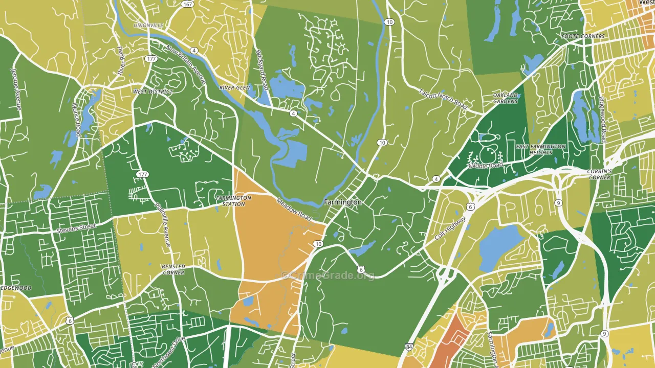 Farmington, CT Map of Murder Rates