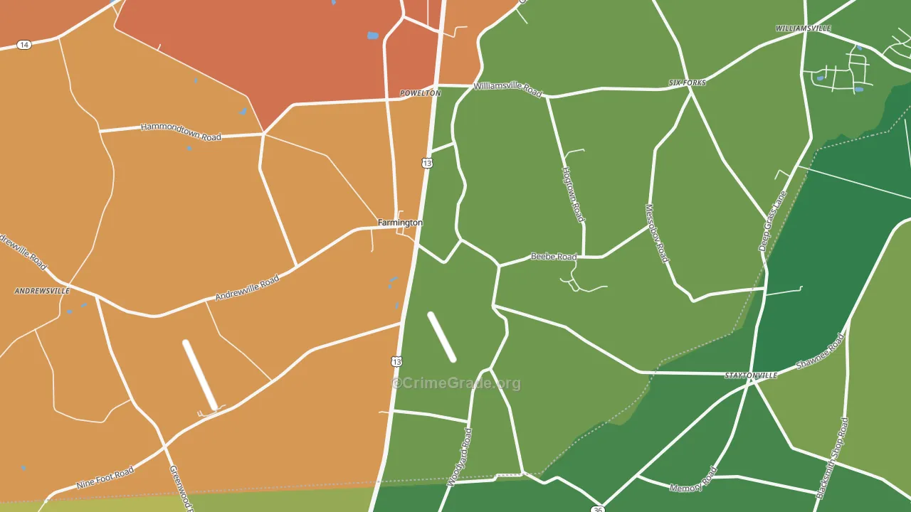 Farmington, DE Map of Murder Rates
