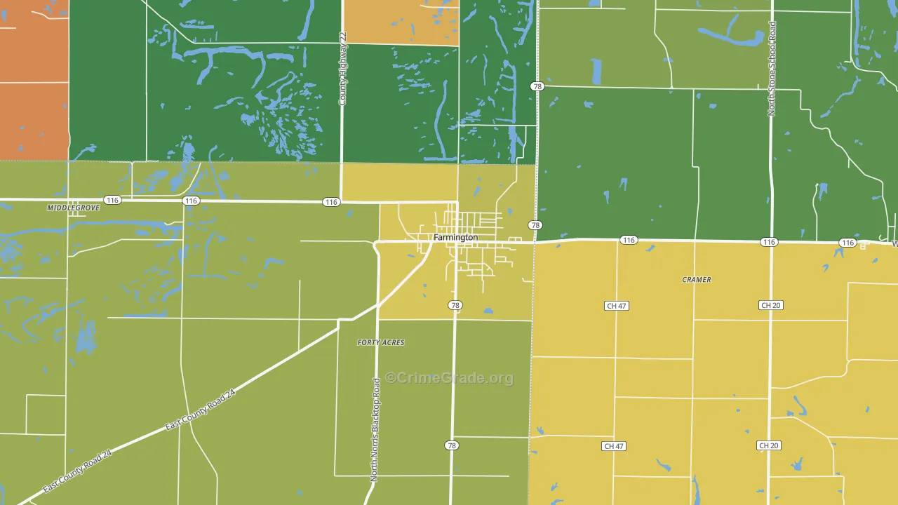 Farmington, IL Map of Murder Rates