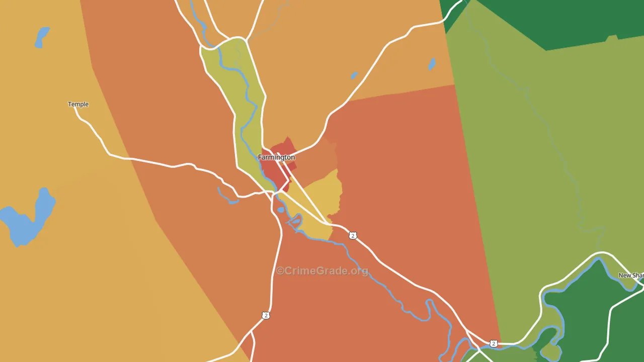 Farmington, ME Map of Murder Rates