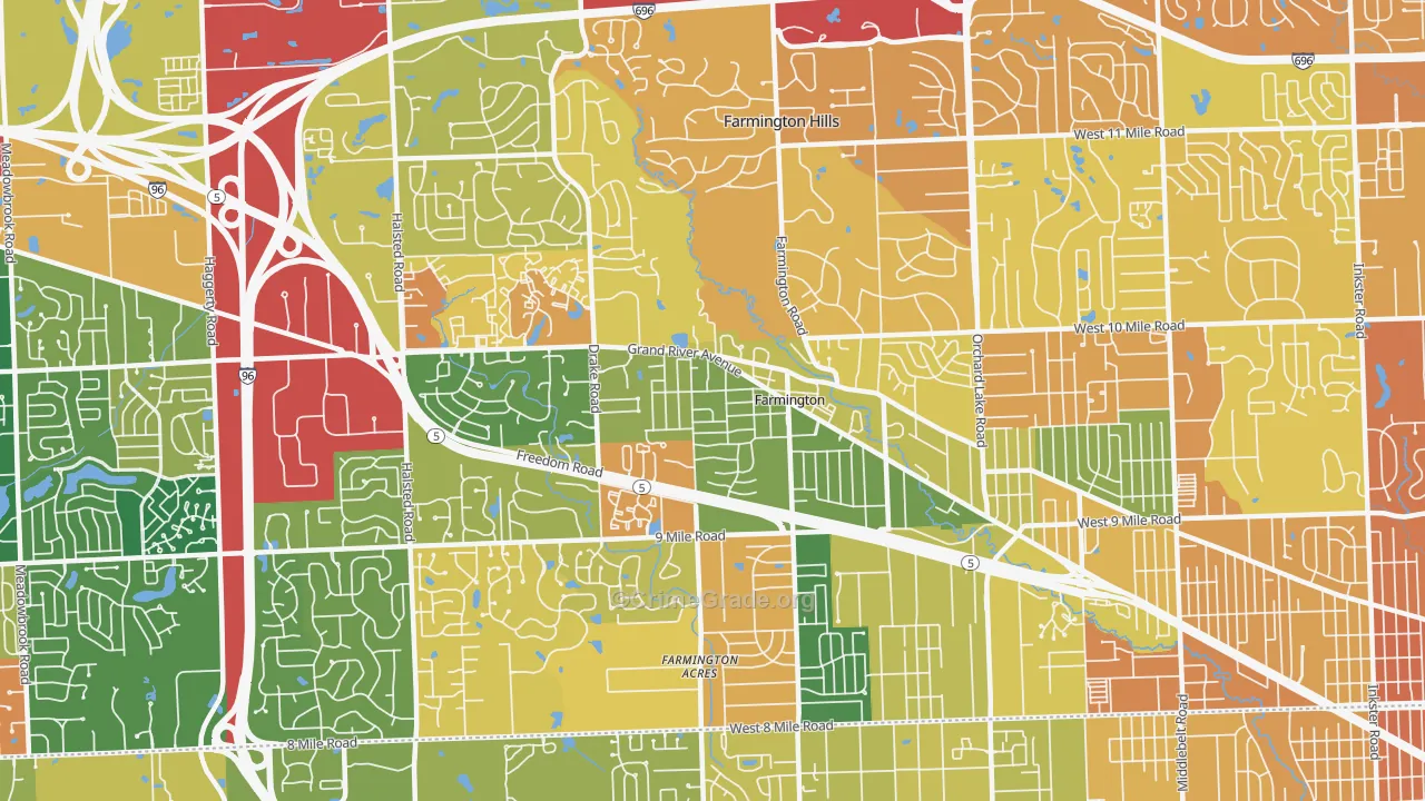 Farmington, MI Map of Murder Rates