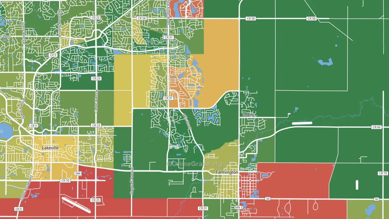 Farmington, MN Map of Murder Rates