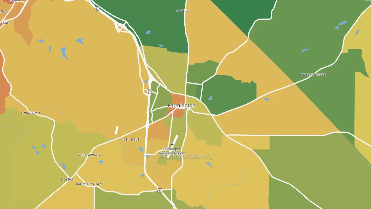 Farmington, MO Map of Murder Rates