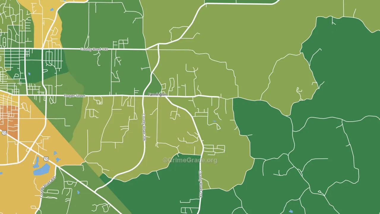 Farmington, MS Map of Murder Rates