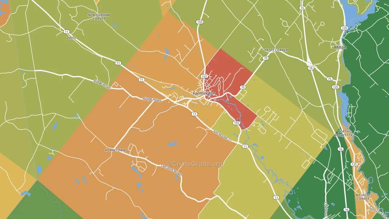 Farmington, NH Map of Murder Rates