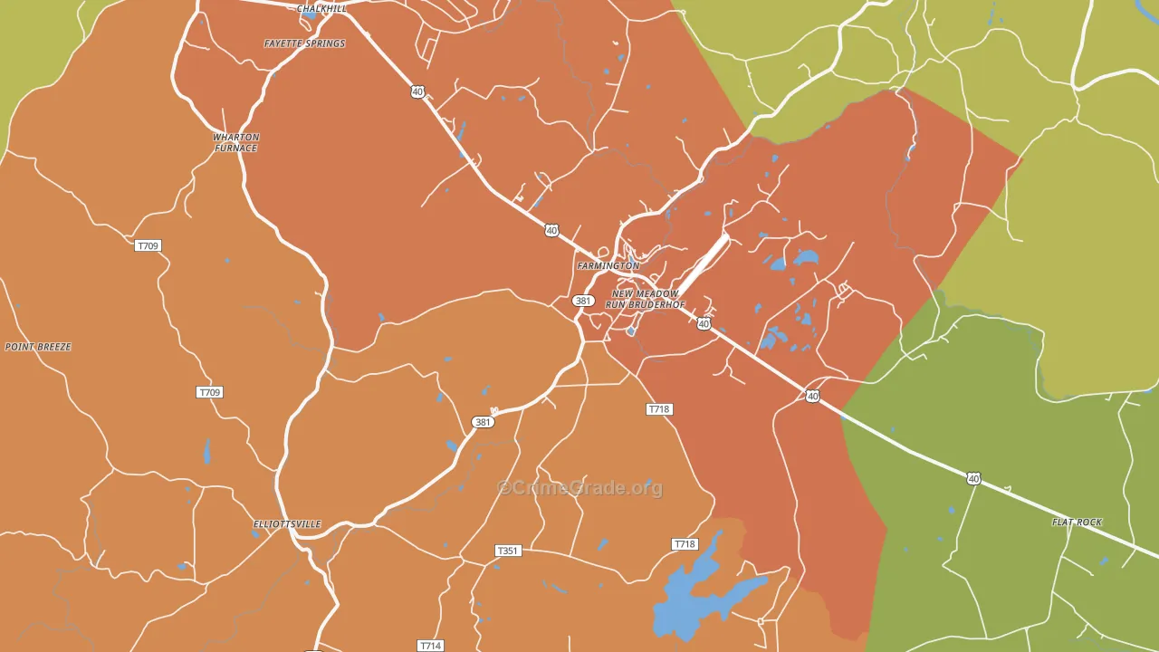 Farmington, PA Map of Murder Rates