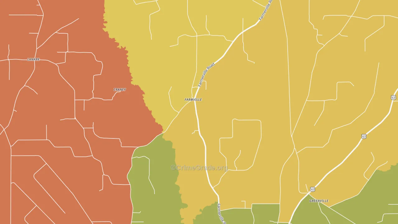Farmville, AR Map of Murder Rates