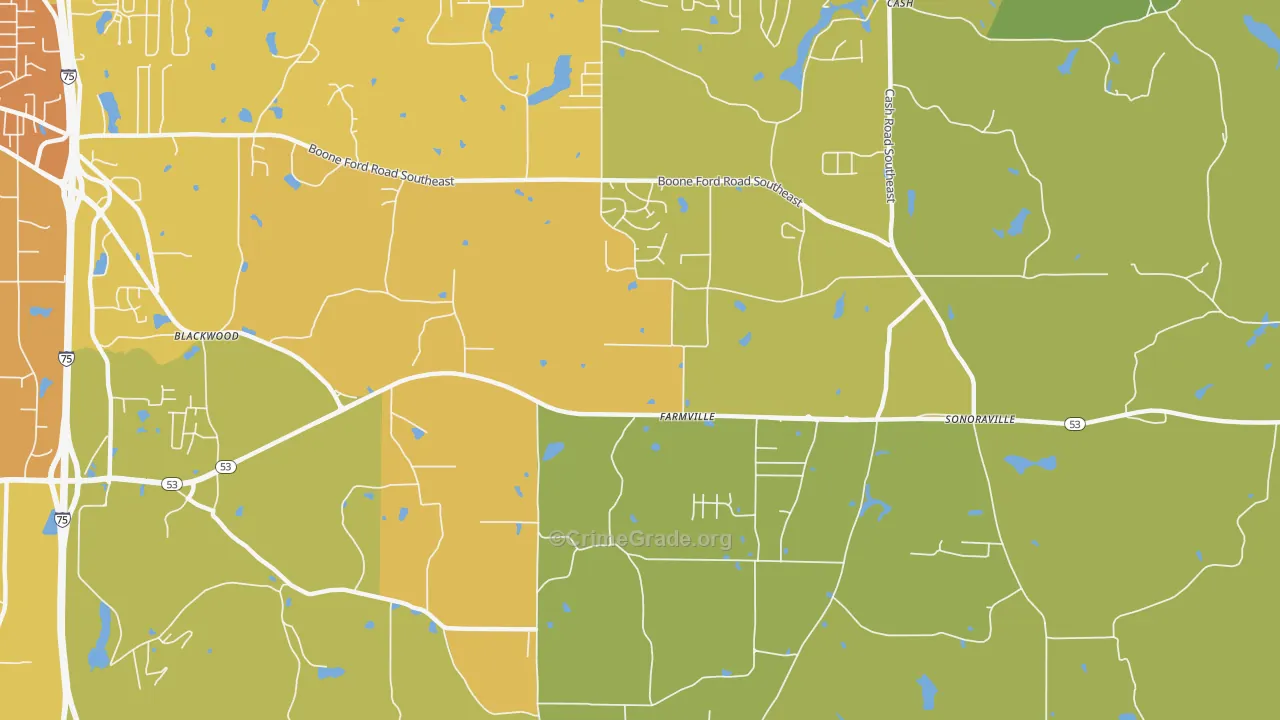 Farmville, GA Map of Murder Rates