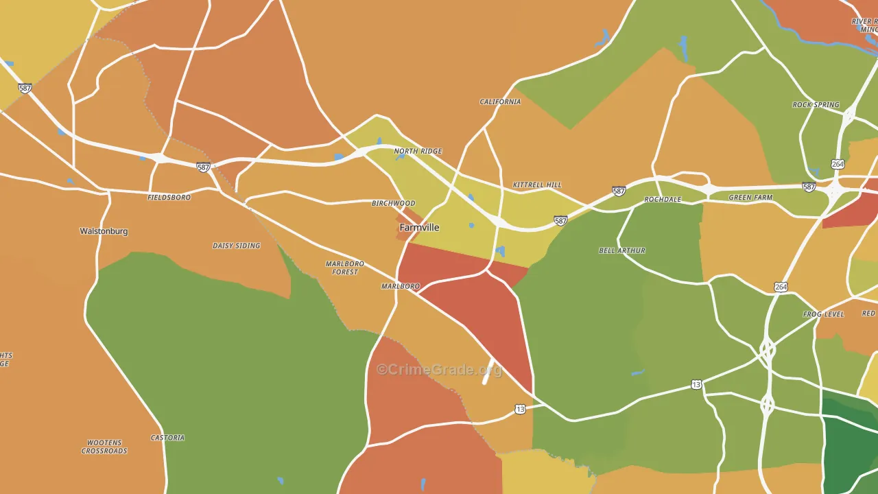 Farmville, NC Map of Murder Rates