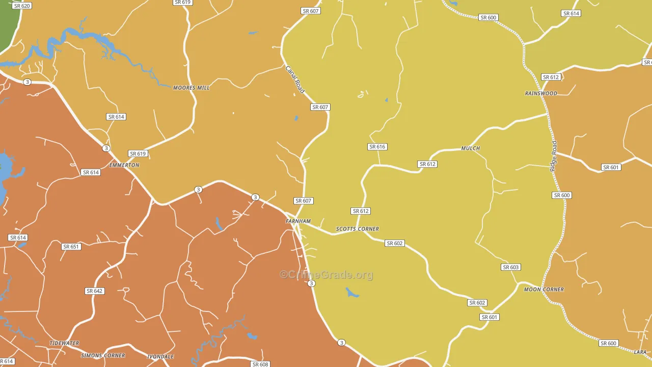Farnham, VA Map of Murder Rates
