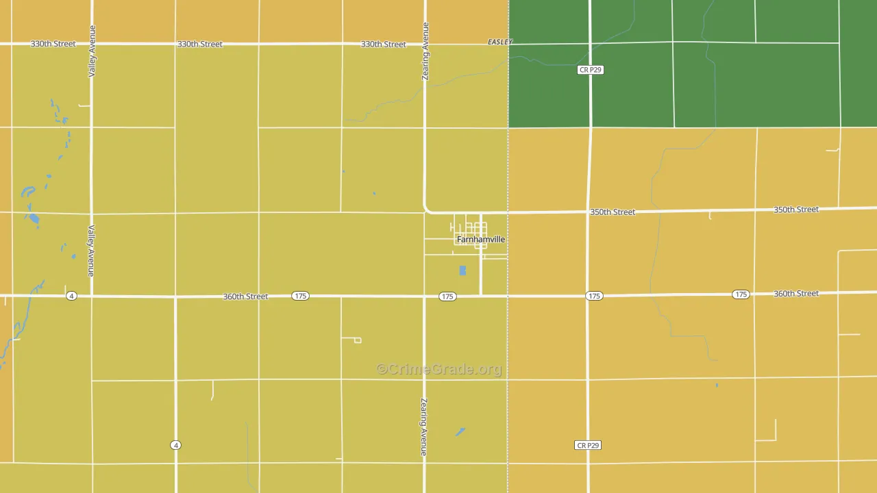 Farnhamville, IA Map of Murder Rates