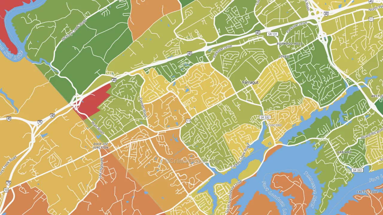Farragut, TN Map of Murder Rates