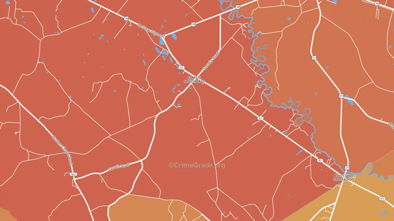 Farrell Crossroads, SC Map of Murder Rates