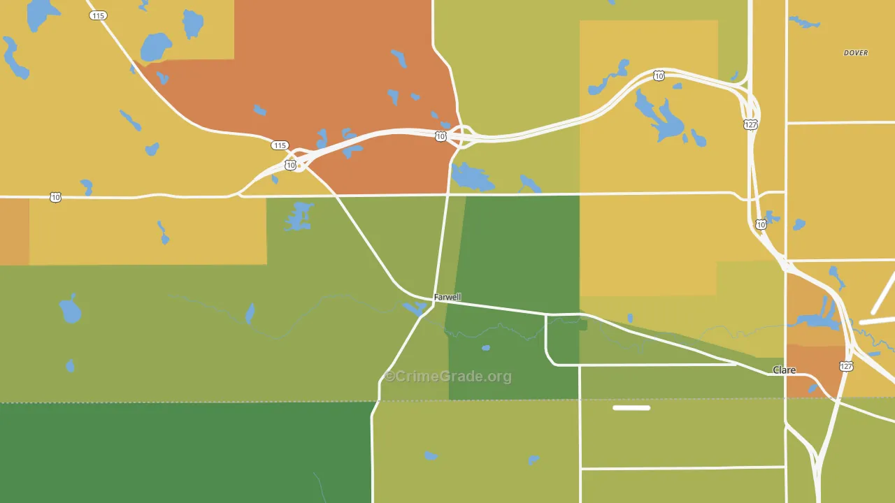 Farwell, MI Map of Murder Rates