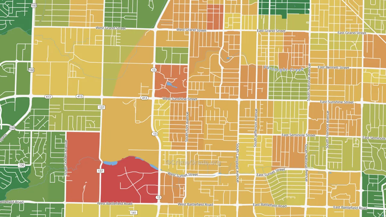 Fassnight, Springfield, MO Map of Murder Rates