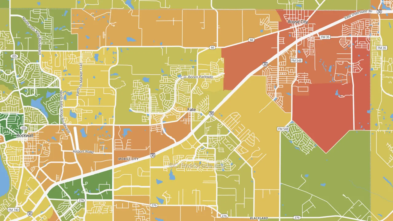 Fate, TX Map of Murder Rates