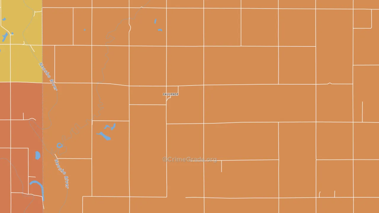 Faulkner, KS Map of Murder Rates