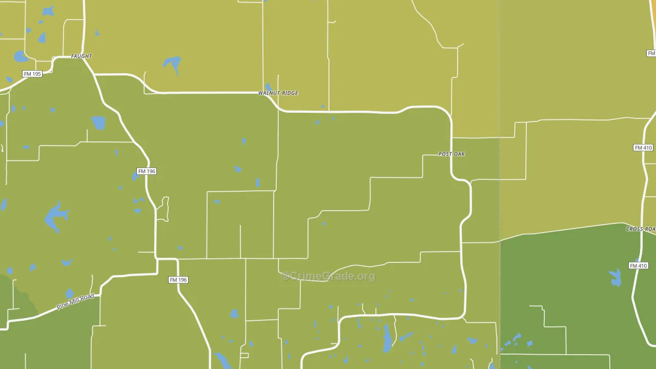 Faulkner, TX Map of Murder Rates