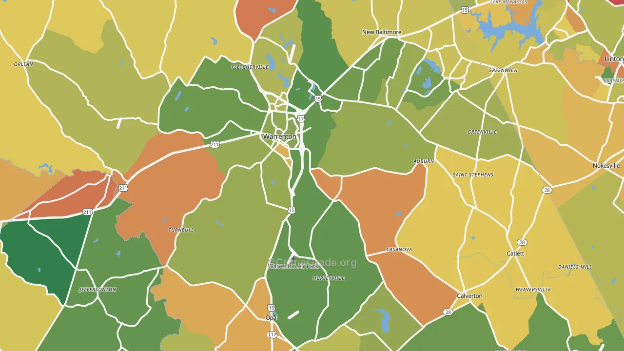 Fauquier County, VA Map of Murder Rates