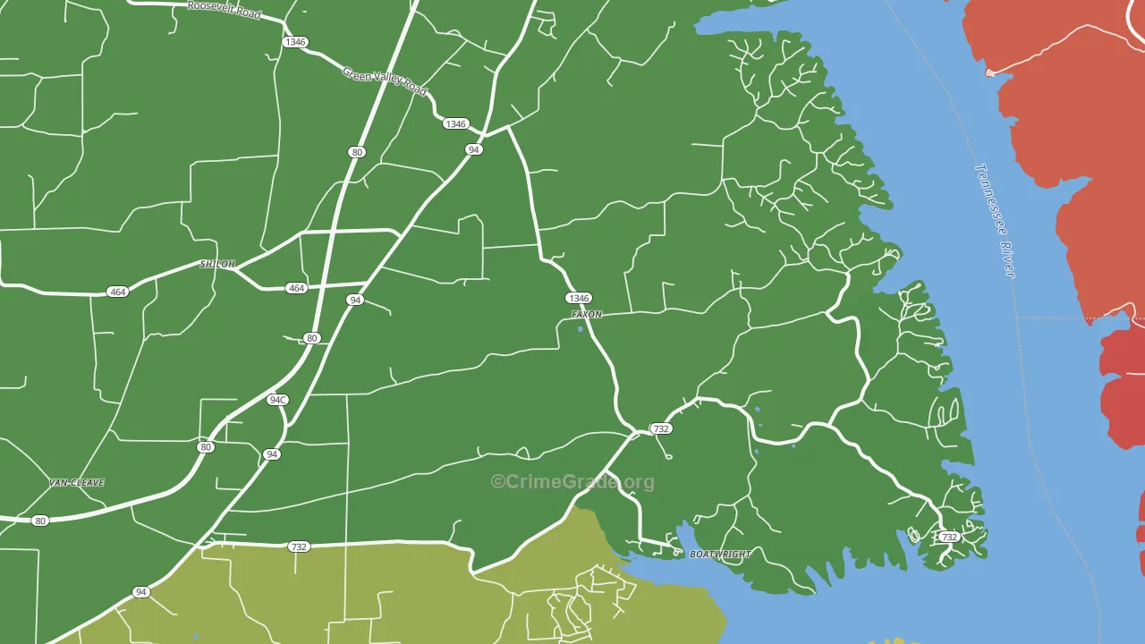 Faxon, KY Map of Murder Rates