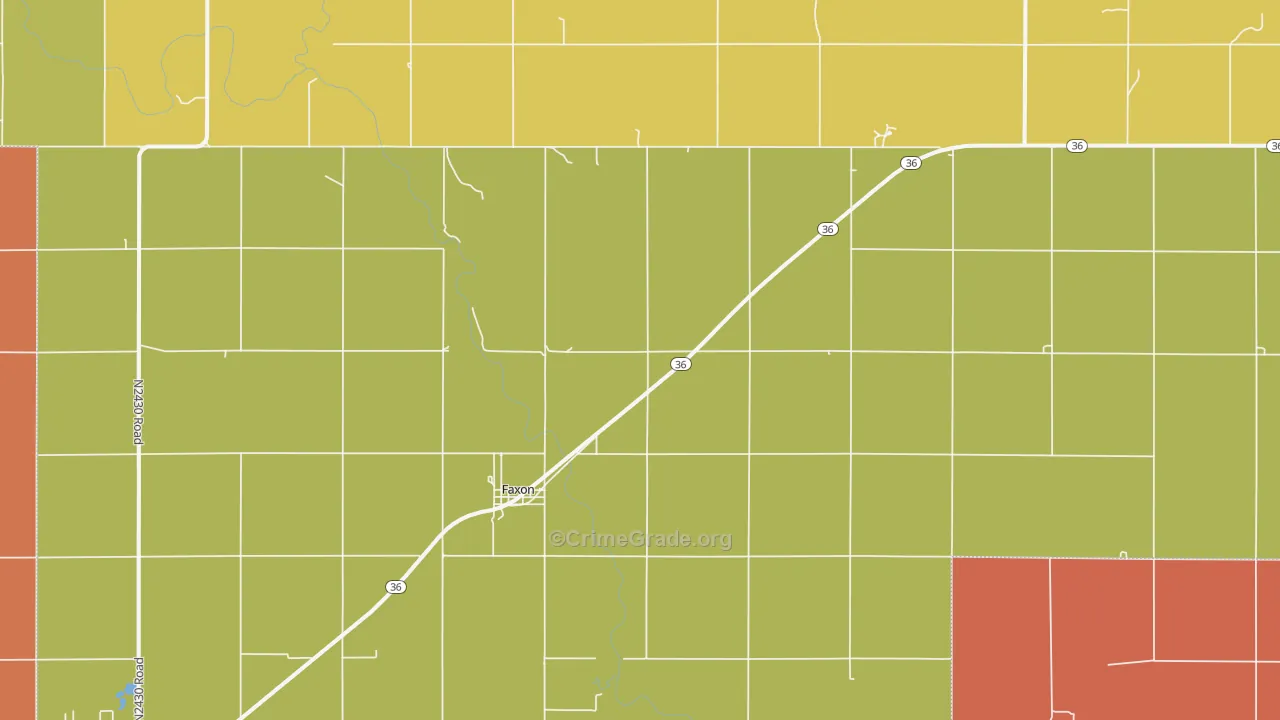 Faxon, OK Map of Murder Rates