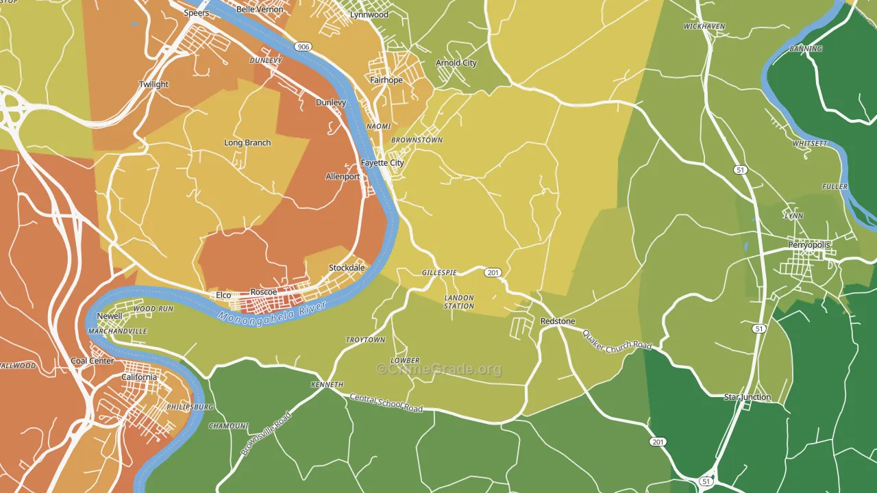Fayette City, PA Map of Murder Rates