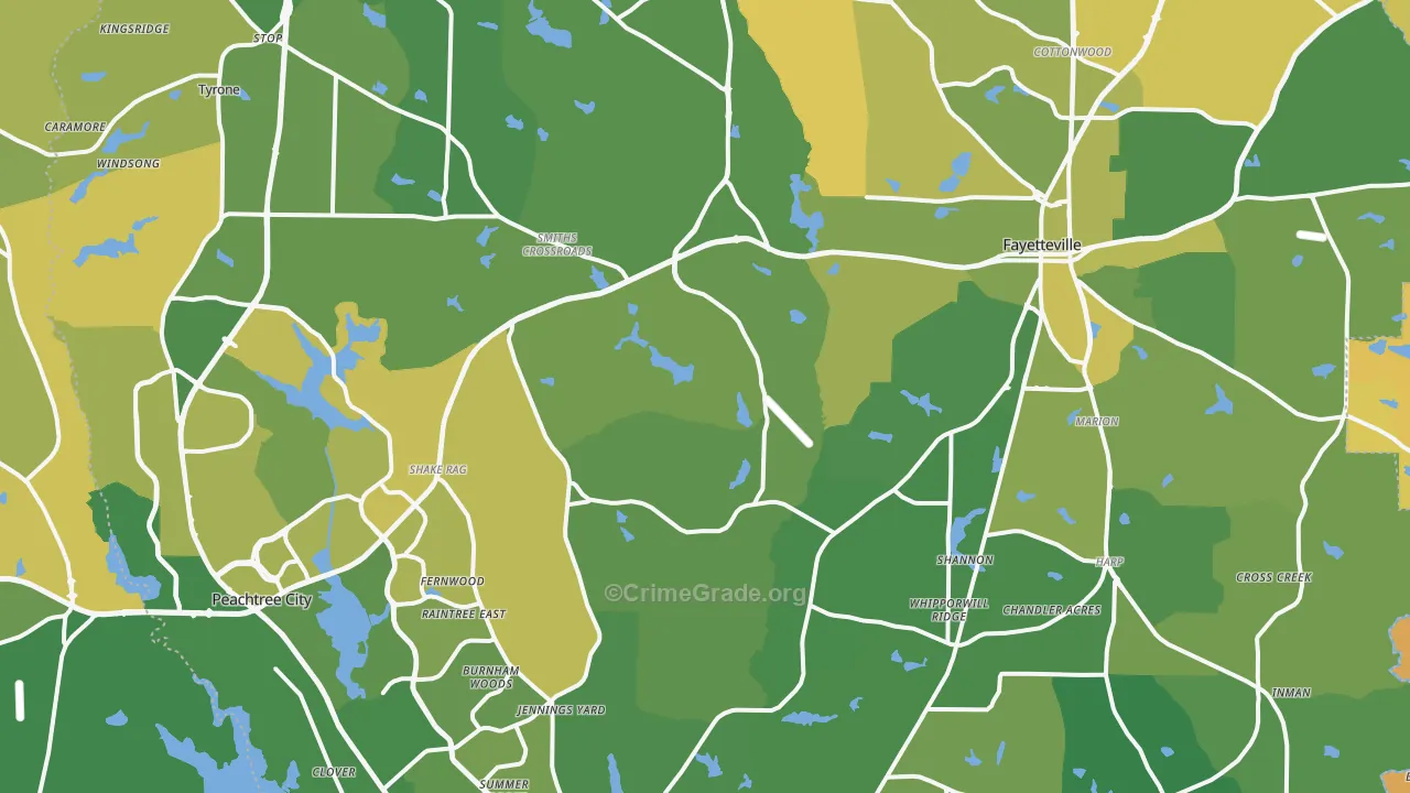 Fayette County, GA Map of Murder Rates