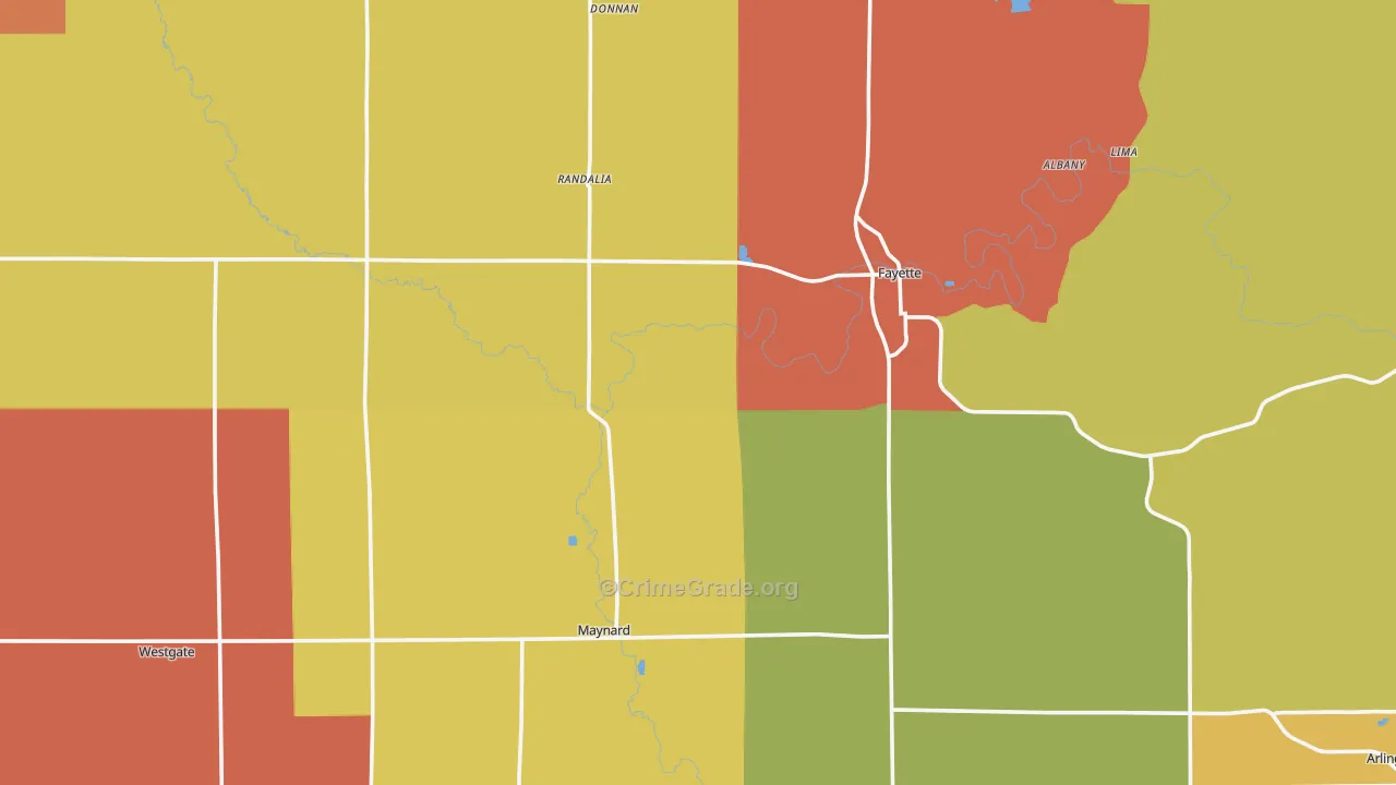 Fayette County, IA Map of Murder Rates