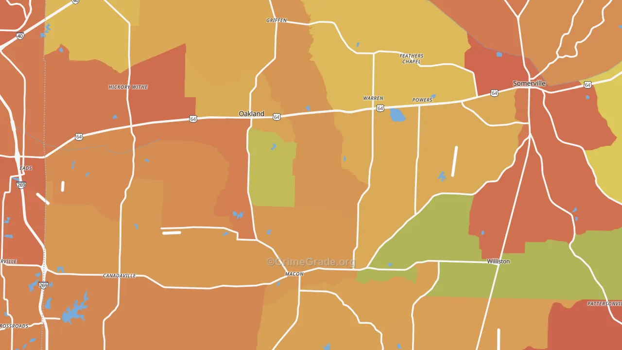 Fayette County, TN Map of Murder Rates
