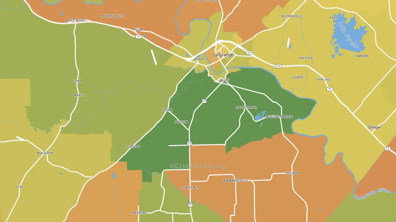 Fayette County, TX Map of Murder Rates
