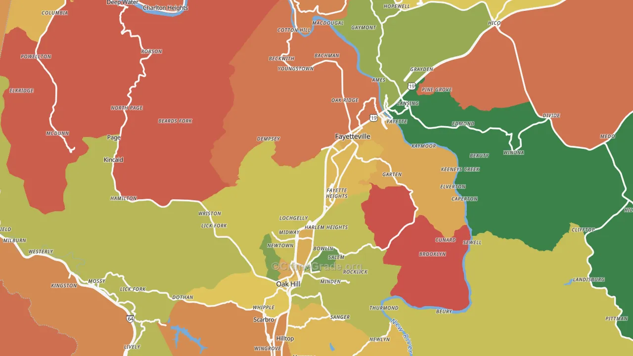 Fayette County, WV Map of Murder Rates