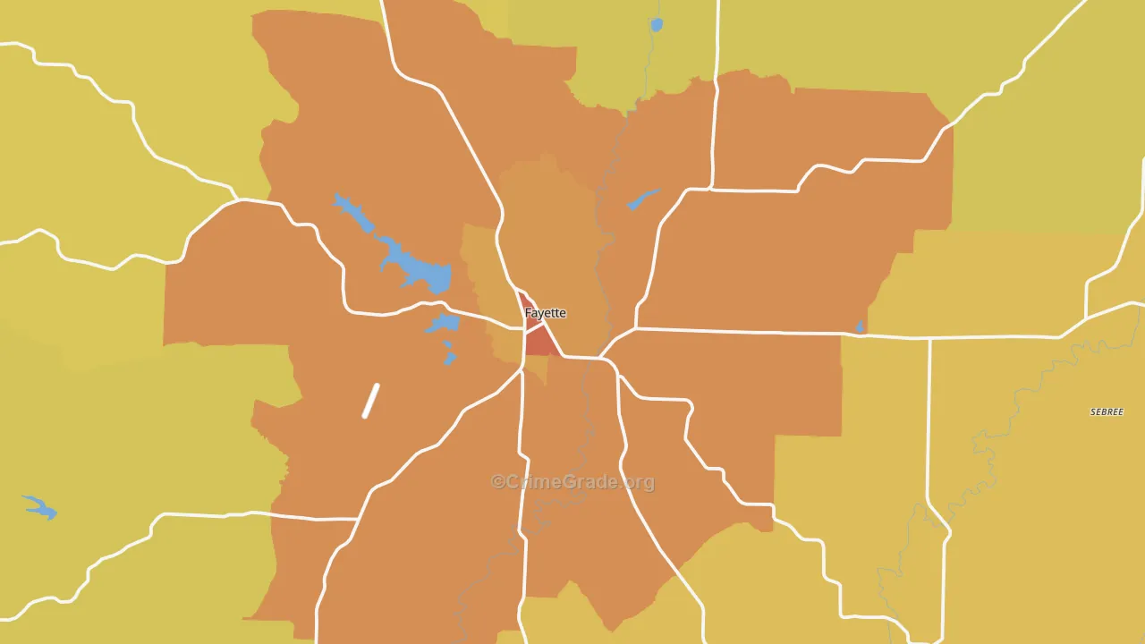 Fayette, MO Map of Murder Rates