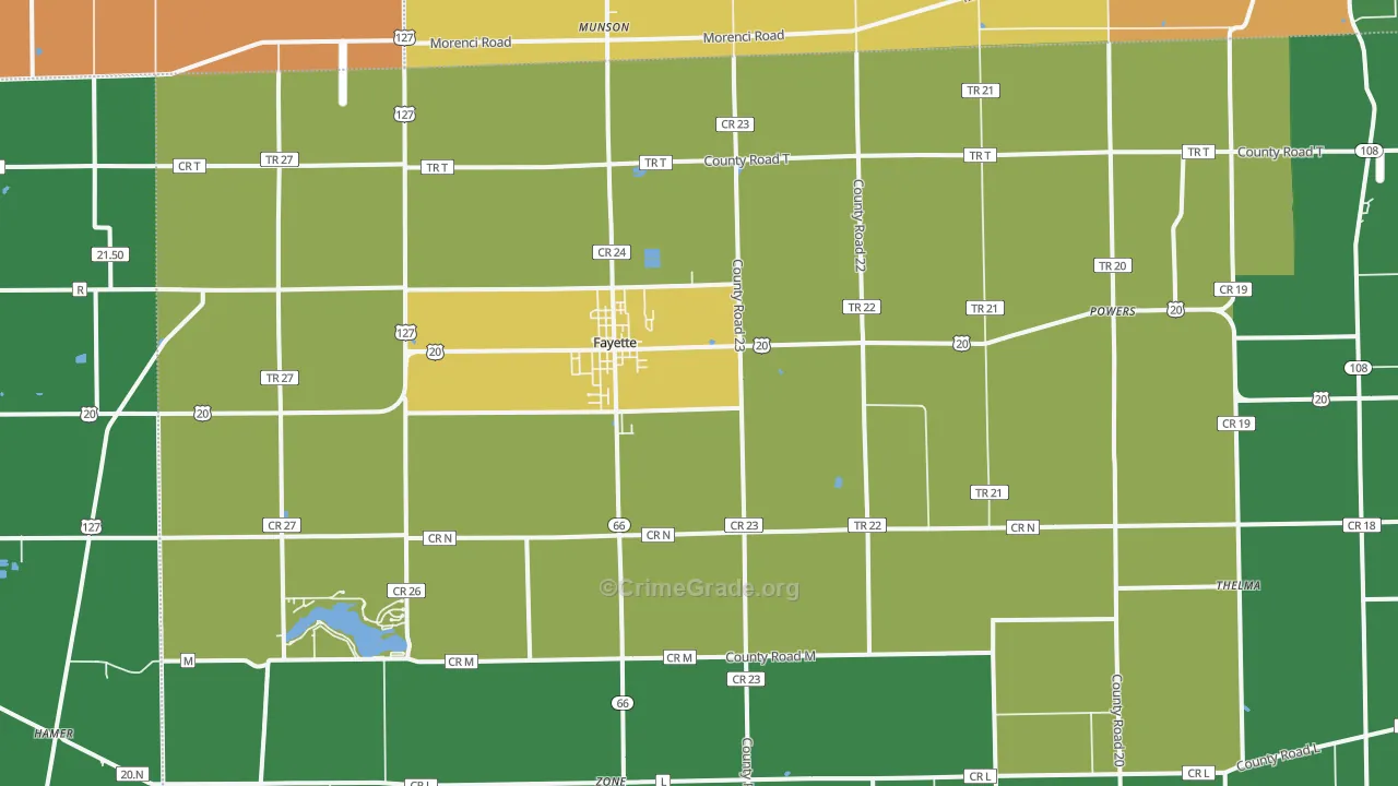 Fayette, OH Map of Murder Rates