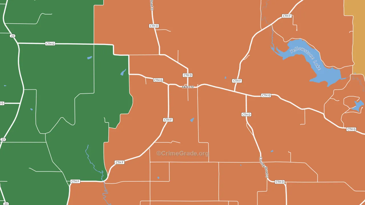 Fayette, WI Map of Murder Rates