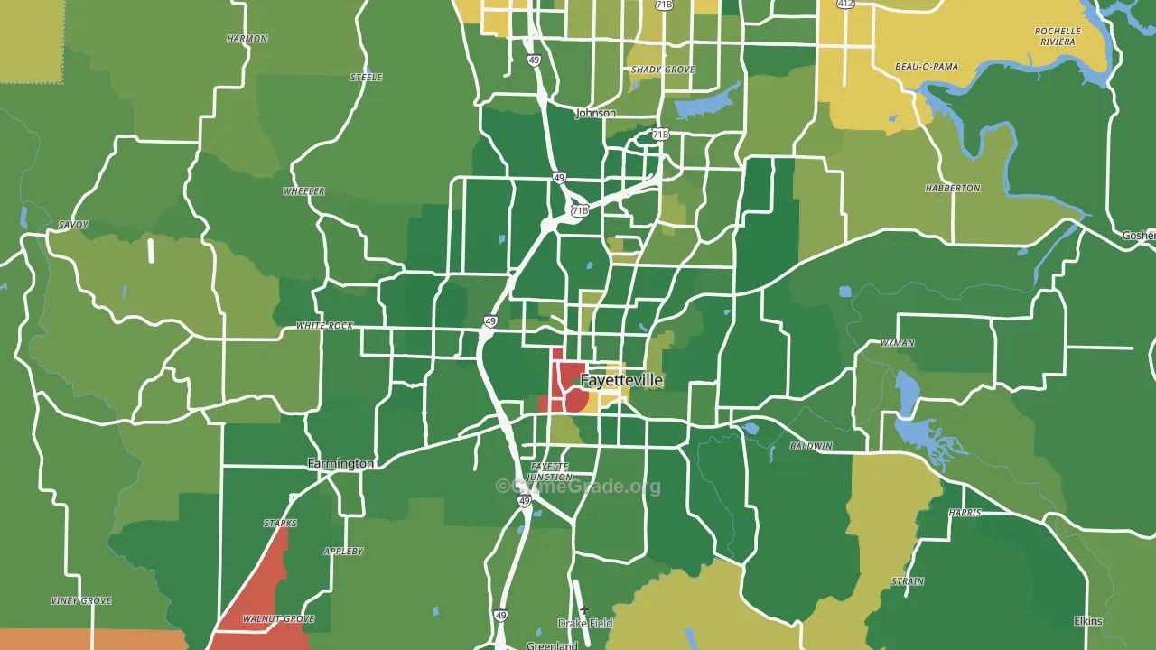Fayetteville, AR Map of Murder Rates